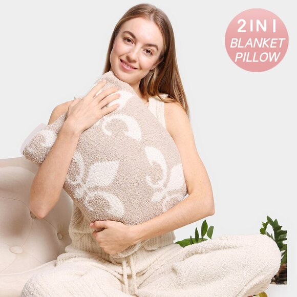 NEW 2 IN 1 Reversible Blanket / Pillow Fleur de Lis Patterned New Orleans Saints - Picture 3 of 5